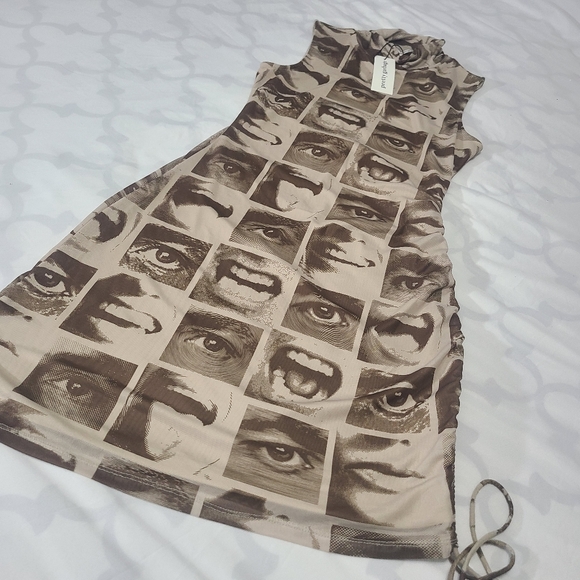 Pretty Garbage Eyes & Mouth Turtleneck Dress‎ NWT Size Large - Picture 6 of 13